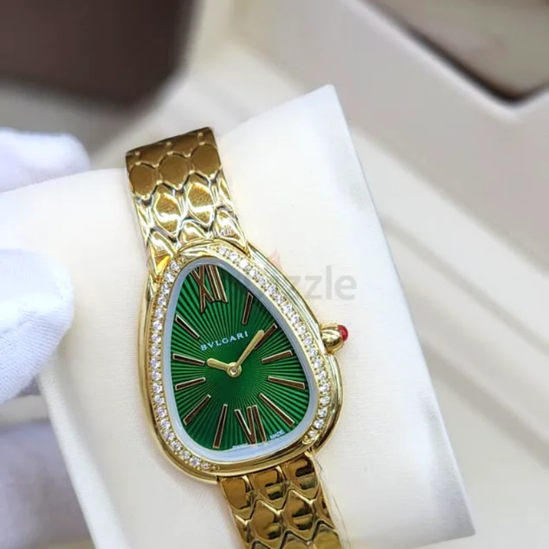 Elegant BVLGARI Green Dial Gold Watch for Sale