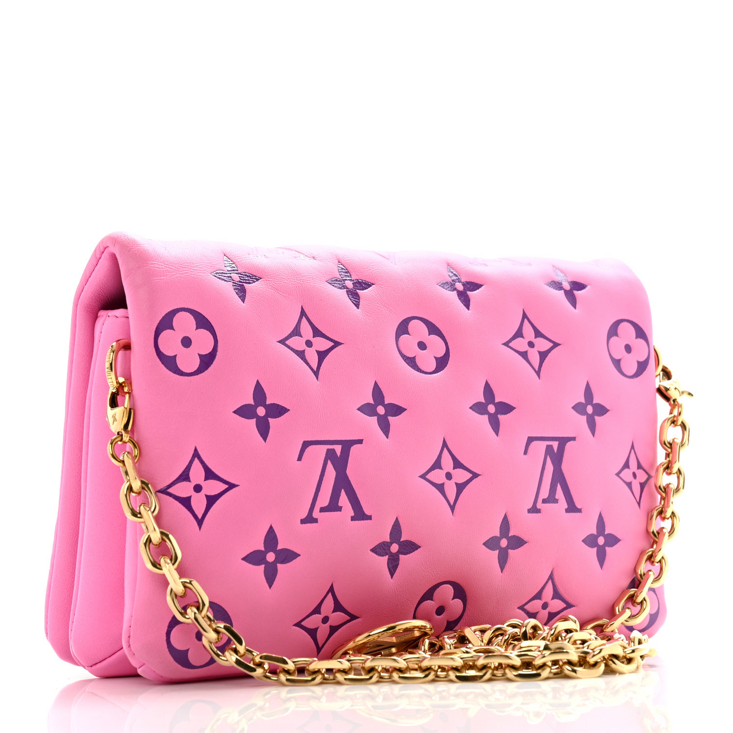 Lambskin Embossed Monogram Vuittamins Pochette Coussin Rose Violet