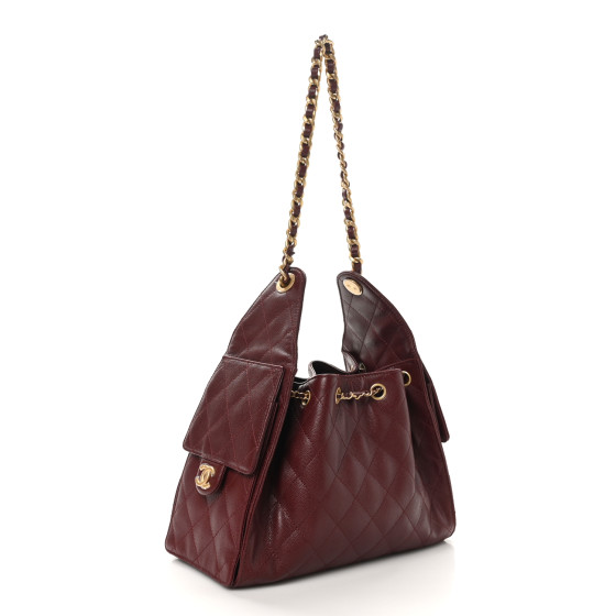 Caviar Quilted Small Chanel 25 Handbag Burgundy