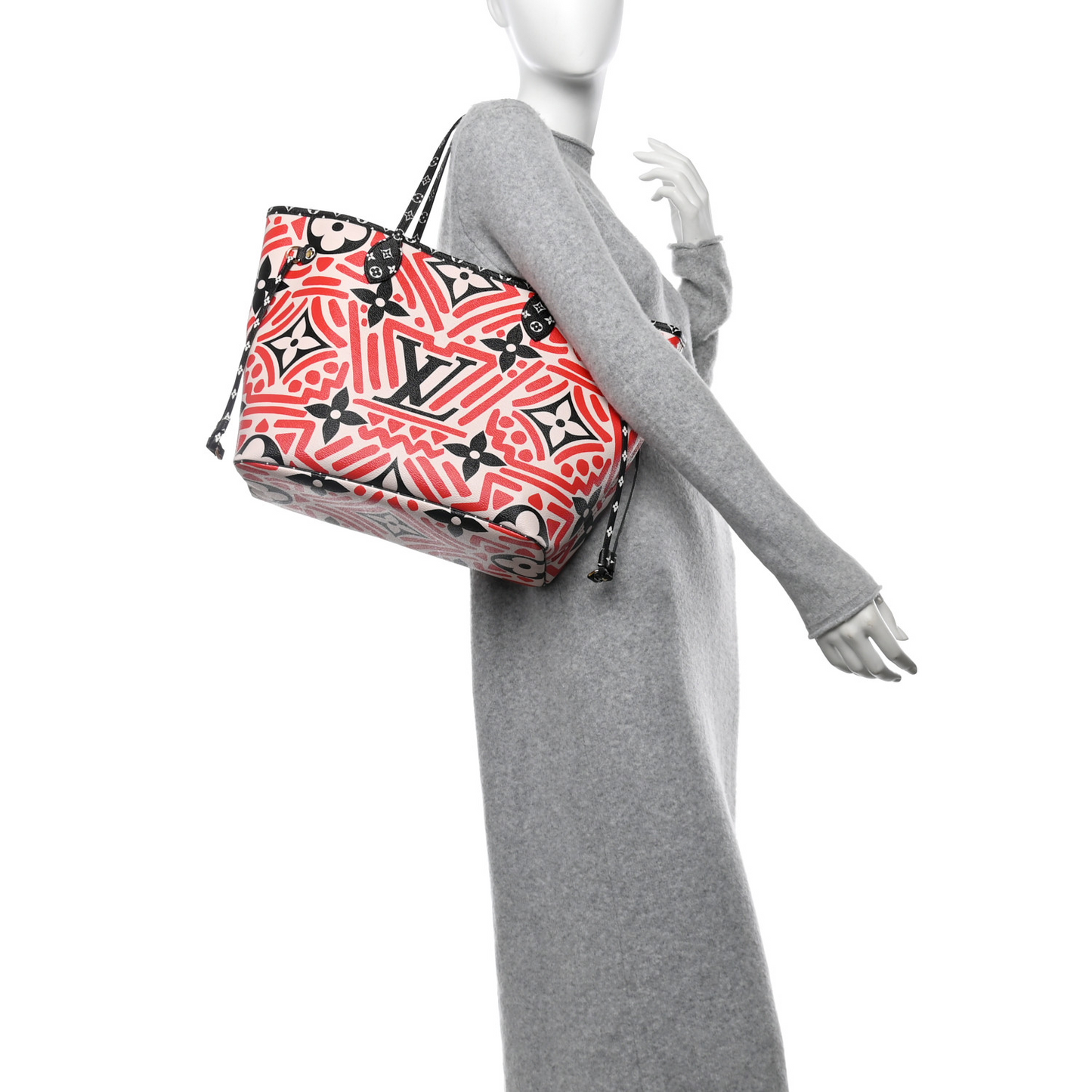 Monogram Giant Crafty Neverfull MM Creme Rouge Black