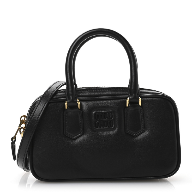 Calfskin Mini Arcadie Top Handle Bag Black