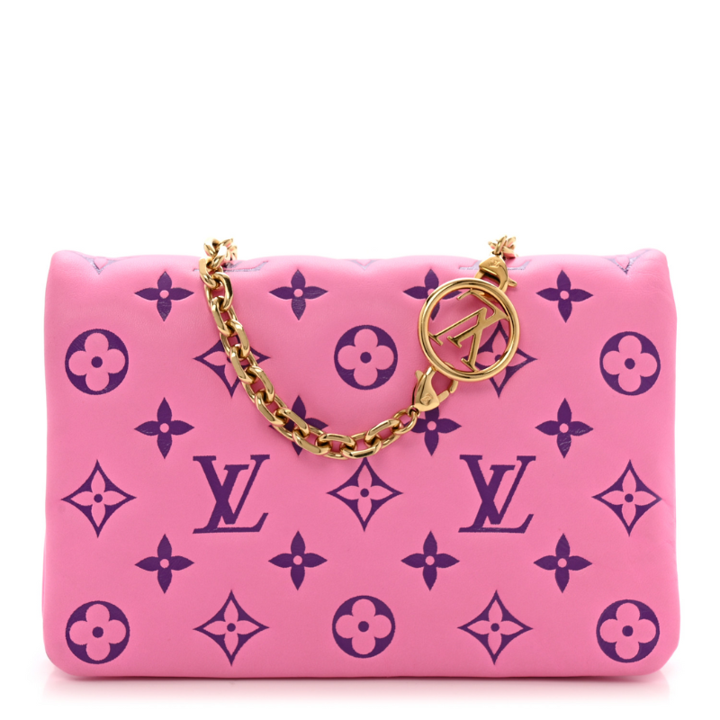 Lambskin Embossed Monogram Vuittamins Pochette Coussin Rose Violet