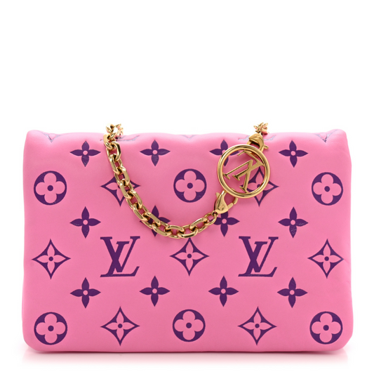 Lambskin Embossed Monogram Vuittamins Pochette Coussin Rose Violet