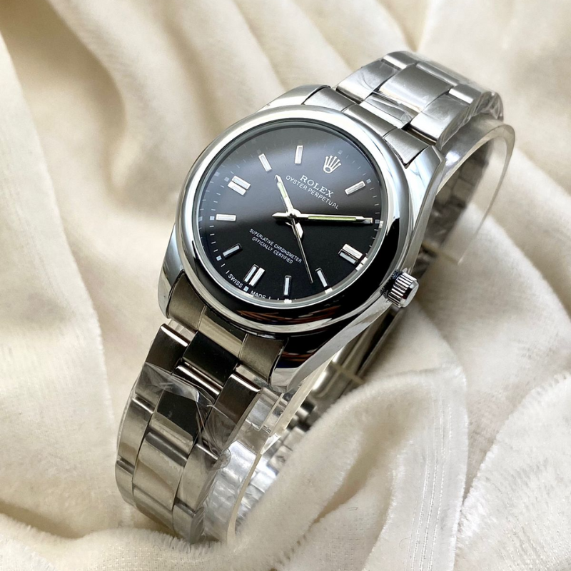 Rolex Oyster Silver For Women(Black Dial)