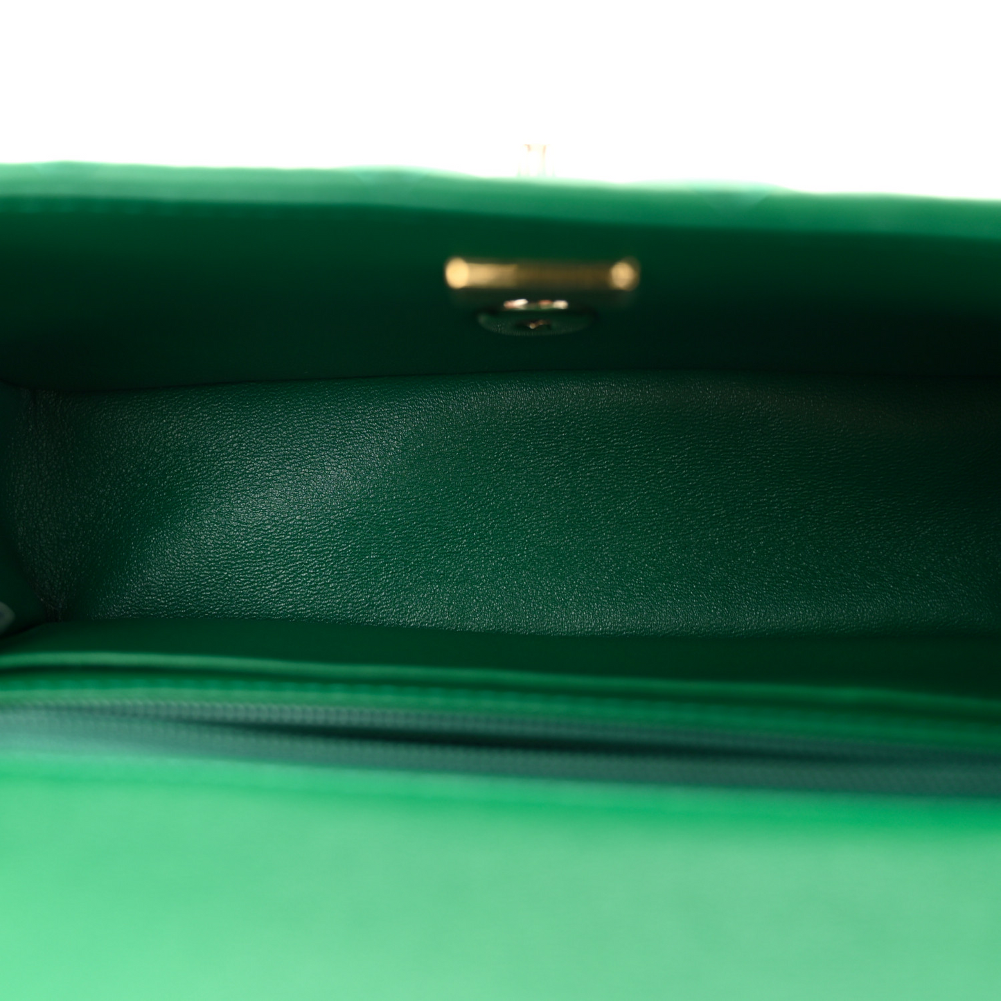 Lambskin Quilted Mini Top Handle Rectangular Flap Green