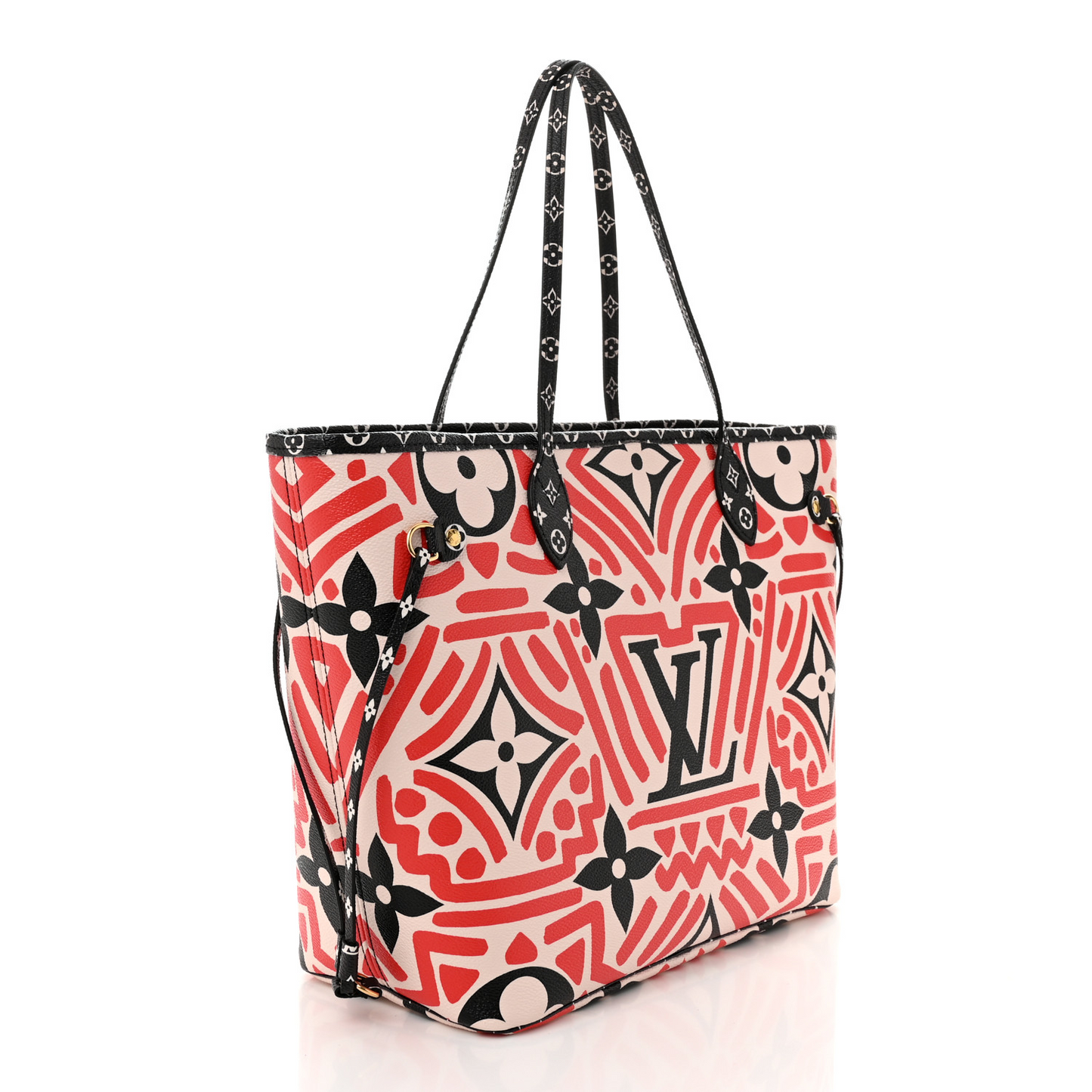 Monogram Giant Crafty Neverfull MM Creme Rouge Black