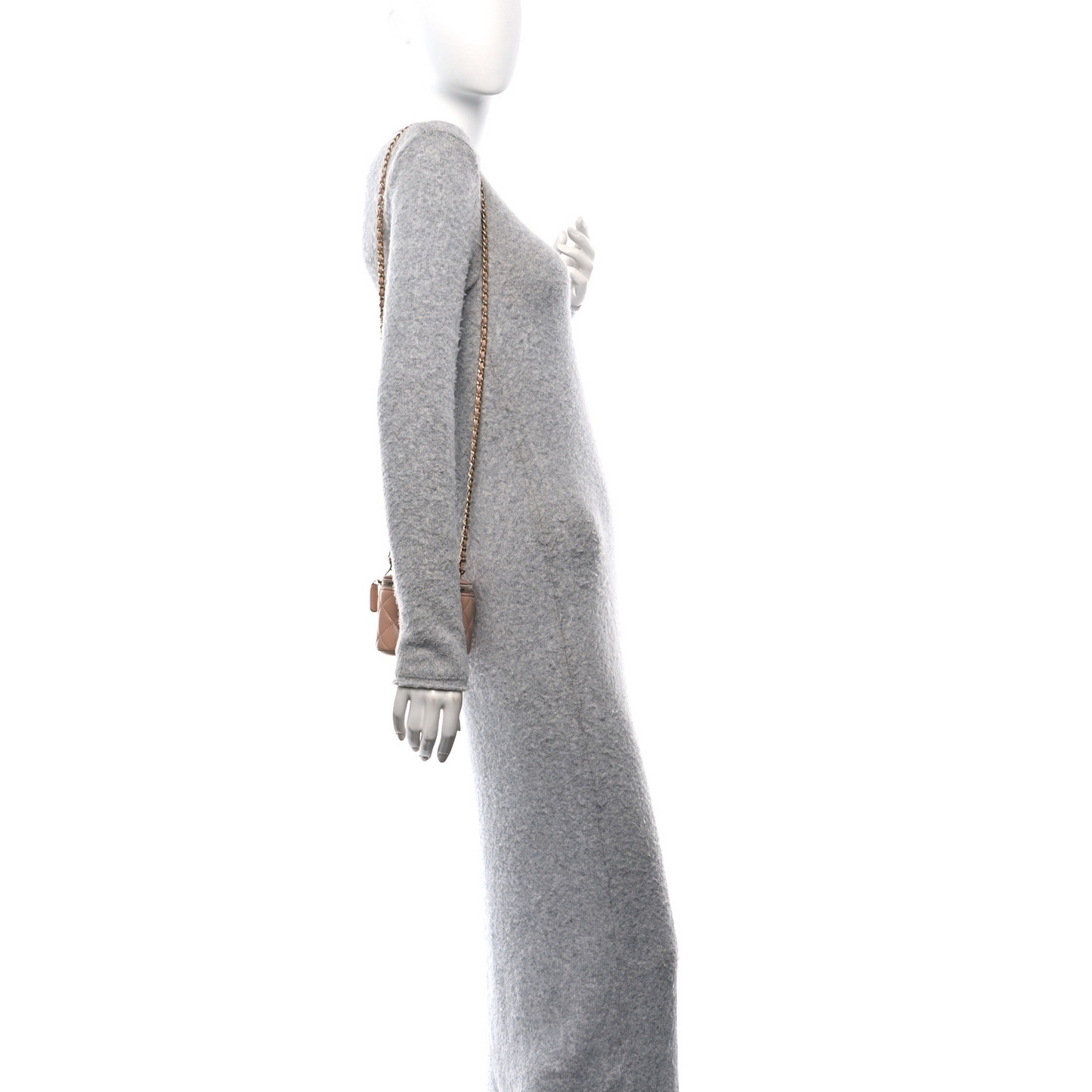 Lambskin Quilted Top Handle Mini Vanity Case With Chain Beige