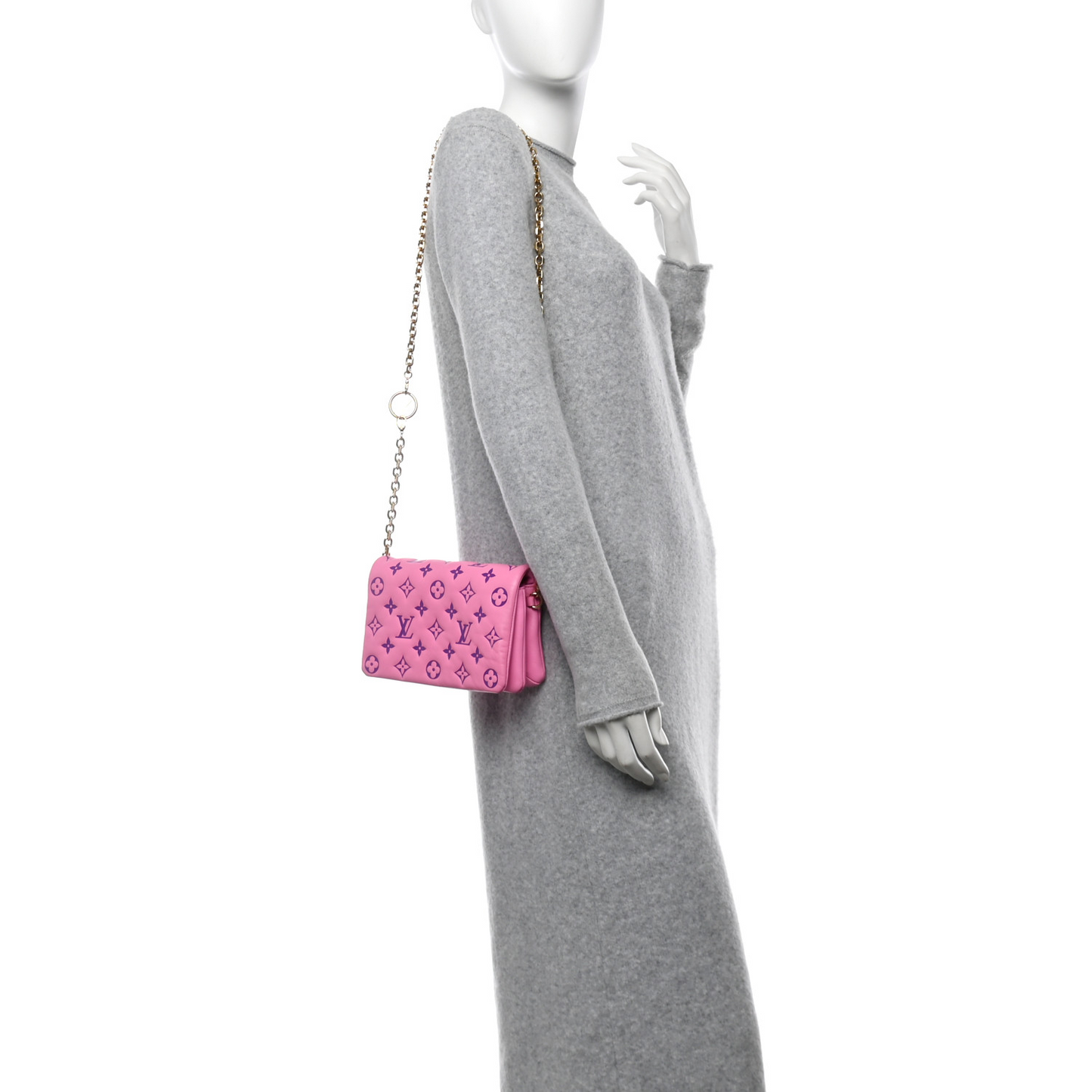 Lambskin Embossed Monogram Vuittamins Pochette Coussin Rose Violet