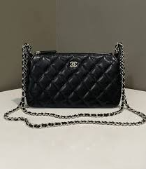 Chanel Timeless Classics Matelasse Chainclutch Black Caviar Leather