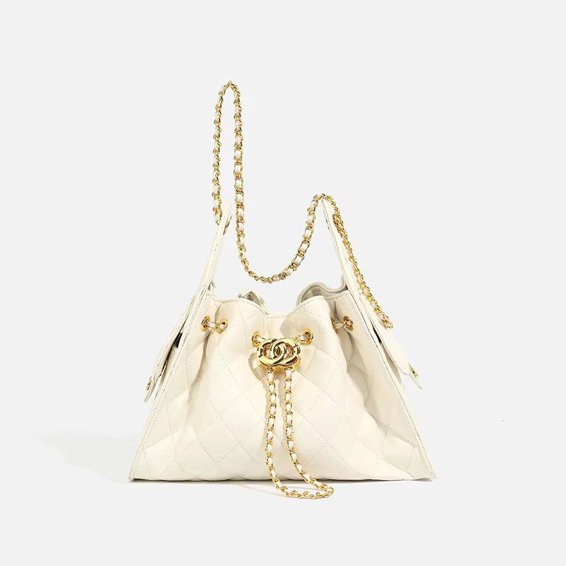 Trendy Chain Designed Large Capaci oulder Bag Woven Faionable High End Feel Cool Street Sle ex Bag with Magnetic